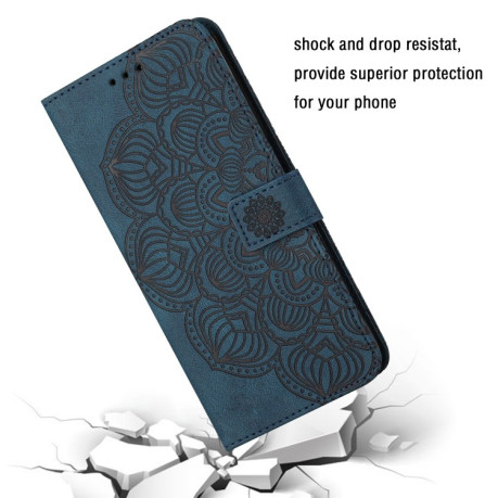 Чехол-книжка Mandala Embossed Flip для iPhone 14 Plus - синий