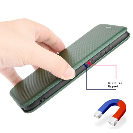 Чехол-книжка Carbon Fiber Texture на Samsung Galaxy M31s - зеленый