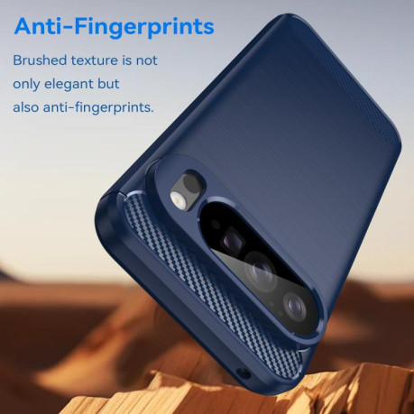 Протиударний чохол Brushed Texture Carbon Fiber на Google Pixel 10 Pro XL - синій
