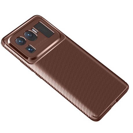 Ударозащитный чехол HMC Carbon Fiber Texture на Xiaomi Mi 11 Ultra - коричневый