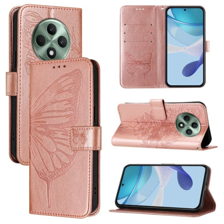 Чохол-книжка Embossed Butterfly для OPPO Reno12 F/12 FS 5G Global – рожеве золото