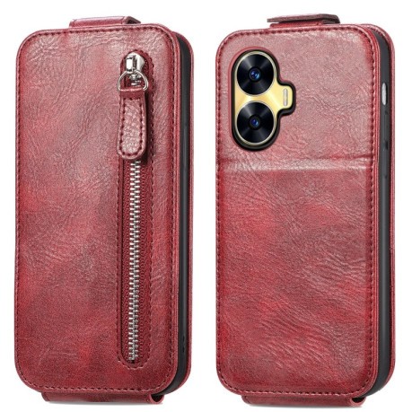 Флип-чехол Zipper Wallet Vertical для Realme C55 - красный