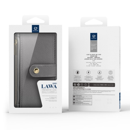 Чехол-книжка DUX DUCIS Lawa Series 2 in 1 Wallet Zipper Detachable MagSafe на iPhone 16 Pro Max - серый