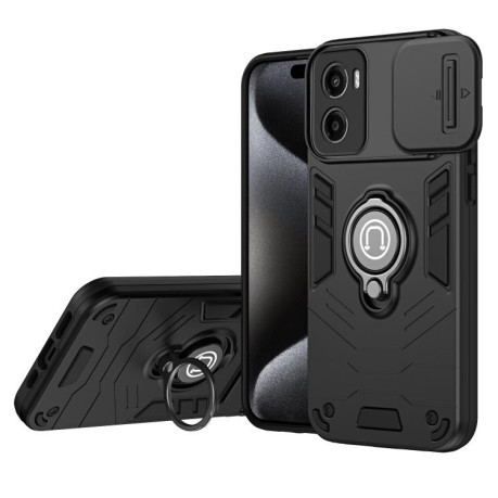 Противоударный чехол Sliding Camshield Ring Holder для Motorola Moto G05 - черный