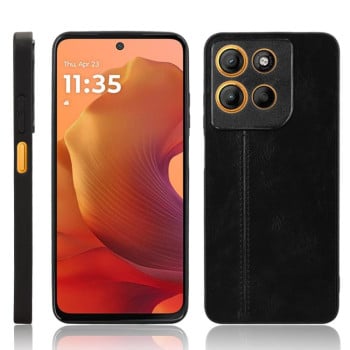 Чехол с прострочкой Sewing Cow Pattern на Motorola Moto G15 / G15 Power - черный