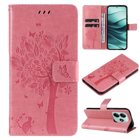 Чехол-книжка Happy Cat Pattern для Xiaomi Redmi Note 14 5G/Poco M7 Pro 5G - розовый