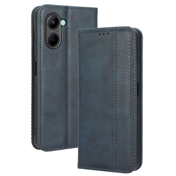 Чехол-книжка Magnetic Buckle Retro Crazy Horse Texture на Realme C33 4G - синий