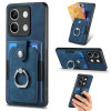 Чехол Retro Skin-feel Ring Card Wallet для Xiaomi Redmi Note 13 - синий