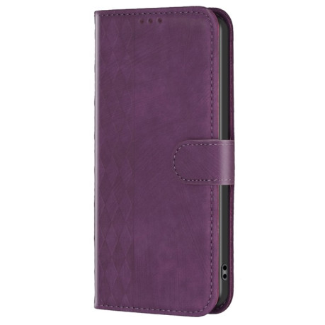 Чехол-книжка Plaid Embossed Leather для Xiaomi Redmi Note 13 4G Global - фиолетовый
