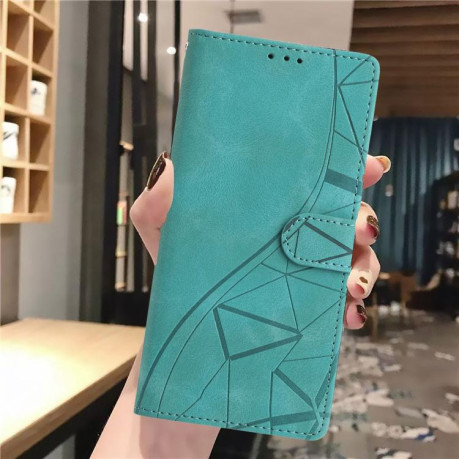 Чехол-книжка Triangles Embossed Leather для Motorola Edge 60 - зеленый