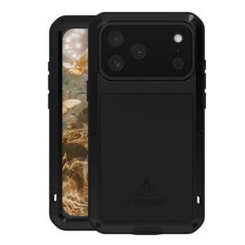 Противоударный чехол LOVE MEI Metal на iPhone 17 Pro — чёрный