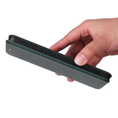 Чехол-книжка Carbon Fiber Texture на OPPO Reno12 F/12 FS 5G / 4G - зеленый