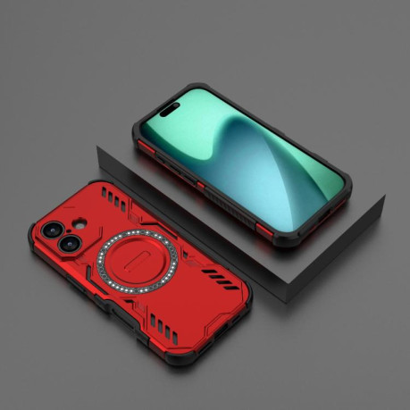 Противоударный чехол Butterfly Armor MagSafe Magnetic Ring Shockproo для iPhone 17 - красный