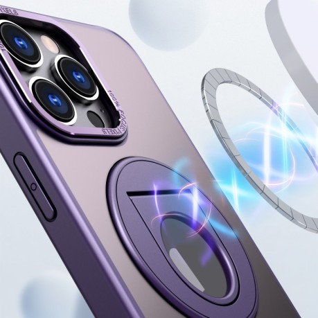 Ударозахисний чохол Metal Ring Holder 360 Degree Rotating на iPhone 15 Pro Max - фіолетовий