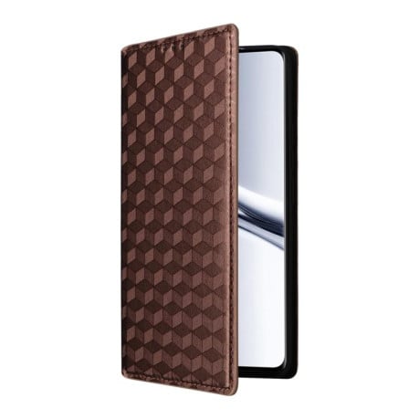 Чохол-книжка Cubic Grid Texture Flip Leather на Xiaomi Redmi Note 15 4G / 5G /Poco M8 15 5G / 4G 164mm / Poco M8 5G — коричневий
