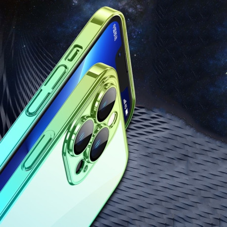 Противоударный чехол Electroplated Gradient для iPhone 14 - фиолетово-синий