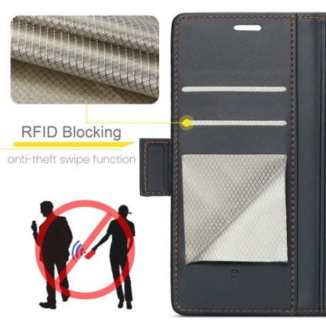 Чехол-книжка CaseMe 023 Butterfly Buckle Litchi Texture RFID Anti-theft Leather для Samsung Galaxy S24 FE 5G - черный