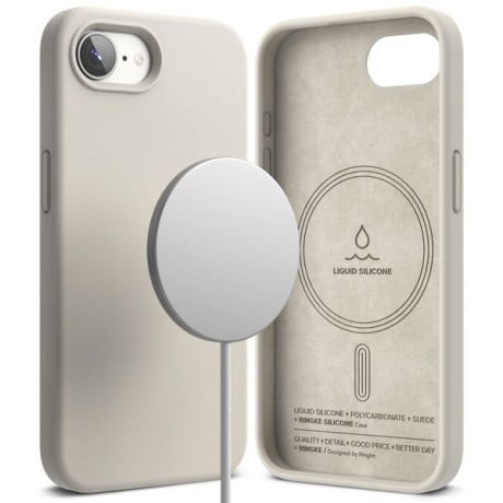 Оригинальный силиконовый чехол Ringke Silicone Magsafe для iPhone 16e - Beige