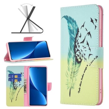 Чохол-книжка Colored Drawing Pattern для Xiaomi 12 Pro - Feather