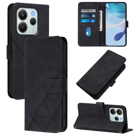 Чохол-книжка Crossbody 3D Embossed Flip Leather для Xiaomi Redmi Note 14 4G 164.48mm - чорний