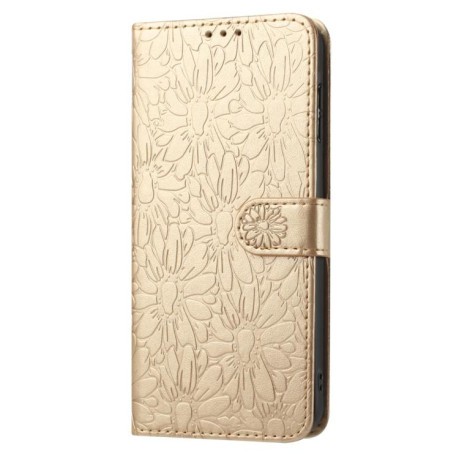 Чехол-книжка Daisy Embossed Leather для на Samsung Galaxy F16 5G / M16 5G - золотой