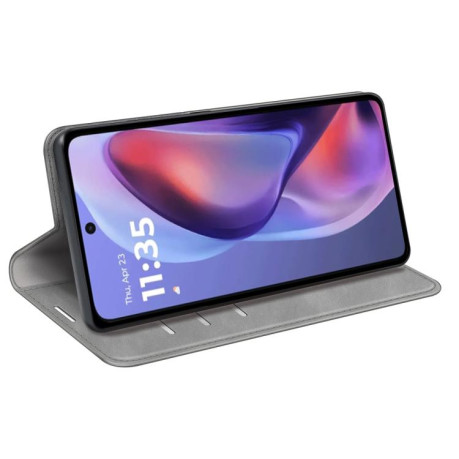 Чехол-книжка Retro Skin Feel Business Magnetic на Motorola Moto E15 - серый
