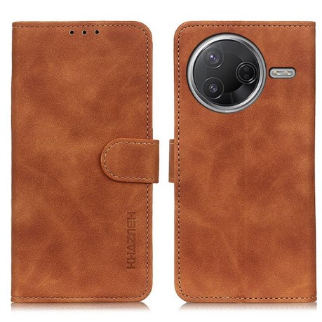 Чехол-книжка KHAZNEH Cowhide Texture на Xiaomi Poco F7 Pro / F7 Ultra - коричневый