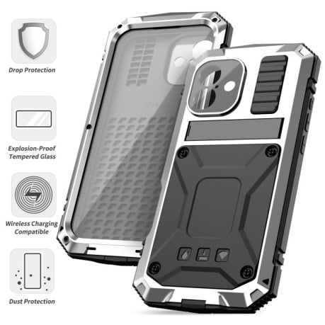 Протиударний чохол R-JUST Life Waterproof для iPhone 16 - сріблястий