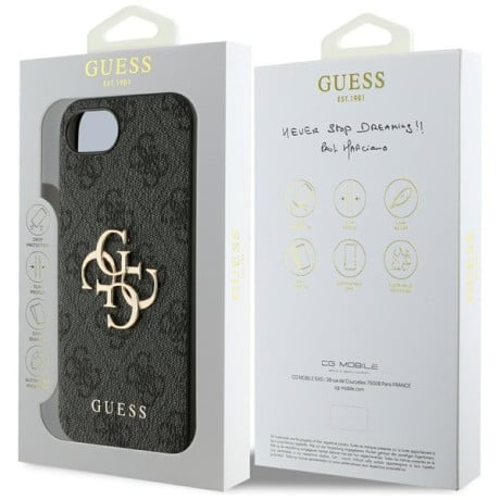 Оригинальный чехол Guess Big Metal Logo для iPhone 16e - Gray