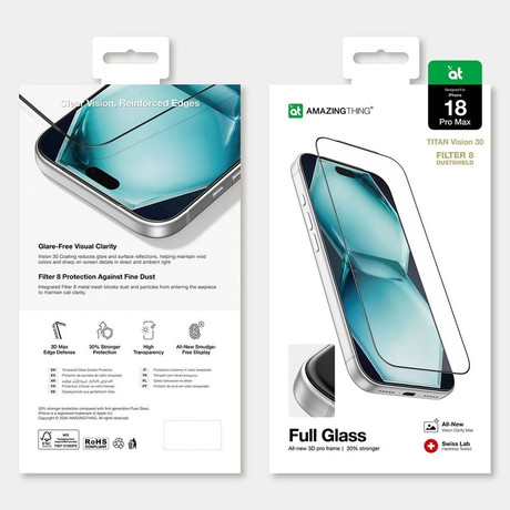 Оригінальне захисне скло AmazingThing Titan Vision 30 Full Glass для iPhone 18 Pro Max