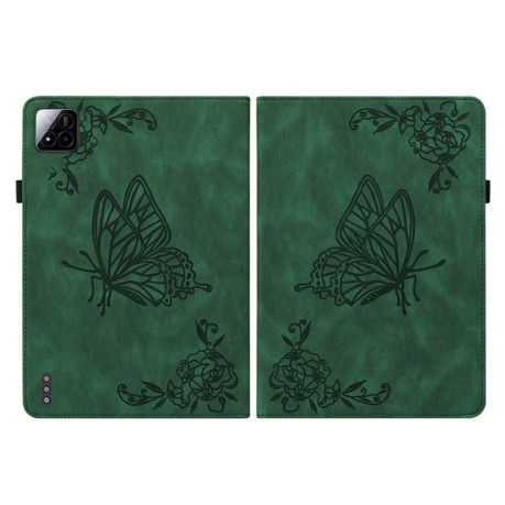 Чехол-книжка Butterfly Flower Embossed Leather на Xiaomi Pad 7 / Pad 7 Pro - зеленый