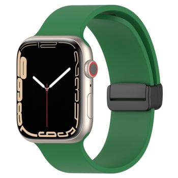 Силіконовий ремінець Magnetic Black Buckle Smooth для Apple Watch 10 42mm/Series 8/7 41mm / 40mm / 38mm - темно-зелений