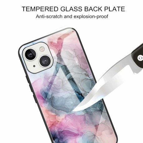 Противоударный стеклянный чехол Marble Pattern Glass на iPhone 14/13 - Abstract Multicolor