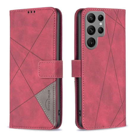 Чехол-книжка Rhombus Texture для Samsung Galaxy S25 Ultra 5G - красный