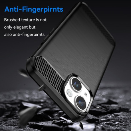 Чохол протиударний Brushed Texture Carbon Fiber на iPhone 15 Plus - чорний