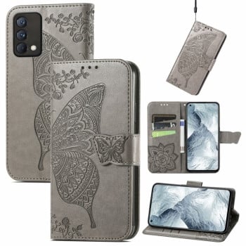 Чохол-книжка Butterfly Love Flower Embossed на Realme GT Master - сірий