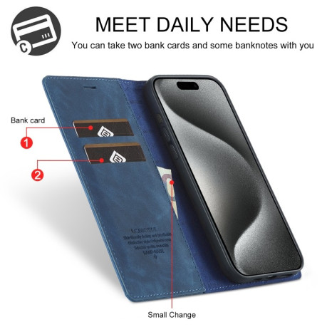 Чохол-книжка LCIMEEKE Strong для iPhone 16 Pro - синій