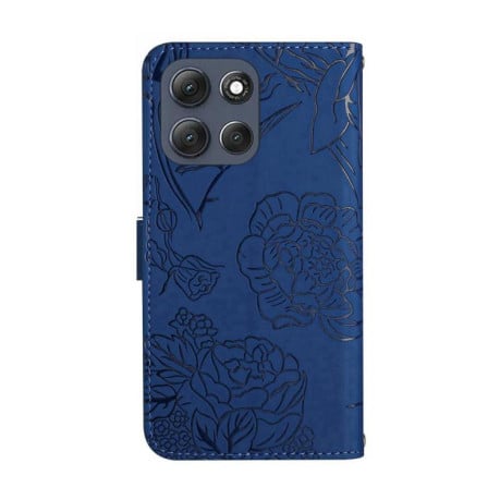 Чехол-книжка Embossed Butterfly для Motorola Moto G56 5G - синий