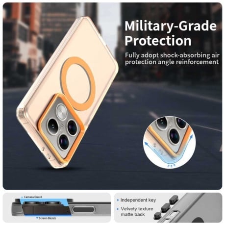 Противоударный чехол MagSafe Holder PC Hybrid для Xiaomi 14T Pro - оранжевый