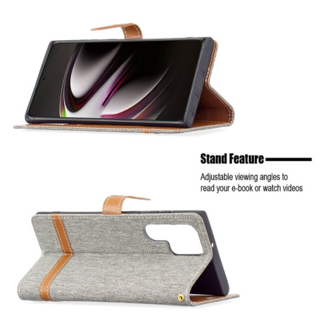 Чохол-книжка Color Matching Denim Texture на Samsung Galaxy S22 Ultra 5G - сірий