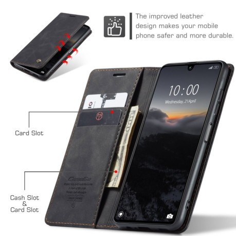 Кожаный чехол CaseMe-013 Multifunctional на Xiaomi Redmi 13C 4G Global/Poco C65 - черный