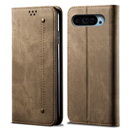 Чехол книжка Denim Texture Casual Style на Google Pixel 9 / 9 Pro - хаки