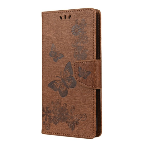 Чохол-книжка Butterflies Embossing на Realme 7 Pro - коричневий