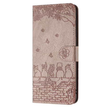Чохол-книжка Cat Embossing Pattern на iPhone 16e - сірий