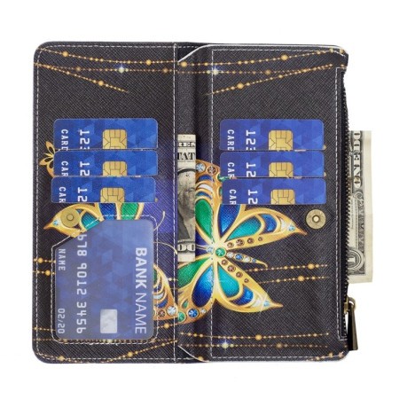 Чохол-гаманець Colored Drawing Pattern Zipper для Samsung Galaxy M52 5G - Big Butterfly