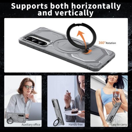 Противоударный чехол Frosted MagSafe Holder для Samsung Galaxy A56 5G - серый