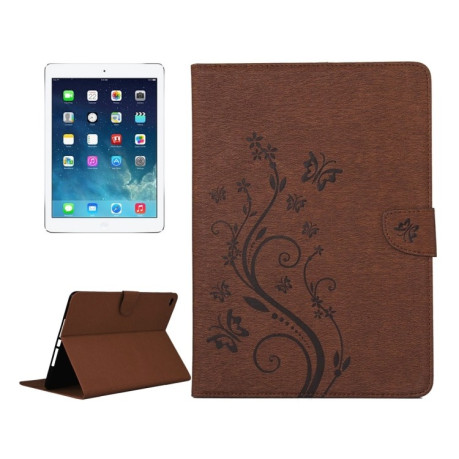 Чехол-книжка Pressed Flowers Butterfly Pattern для iPad Air 2 - коричневый
