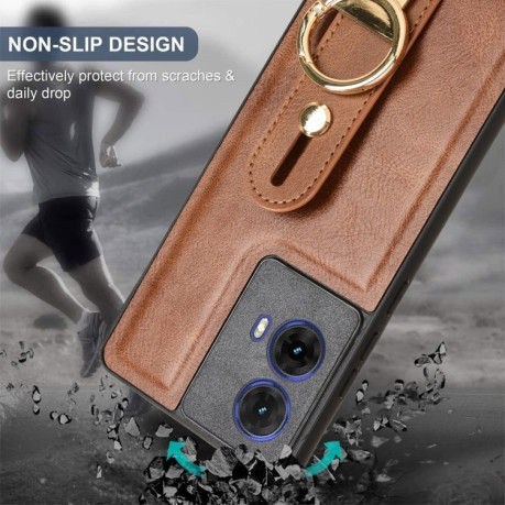 Протиударний чохол Wristband Leather Back для Motorola Moto G85 5G - коричневий