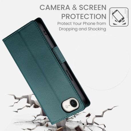 Чохол-книжка Side Buckle Magnetic Frosted Leather для iPhone 16e - зелений