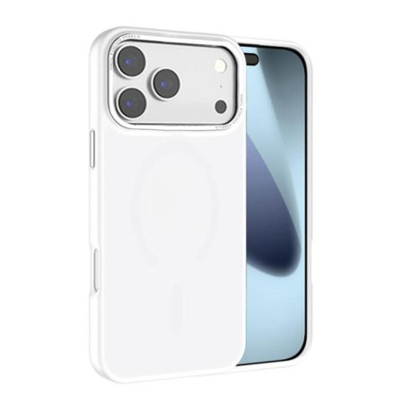 Противоударный чехол Kalebol Metal Lens Frame MagSafe Frosted PC для iPhone 17 Pro - белый